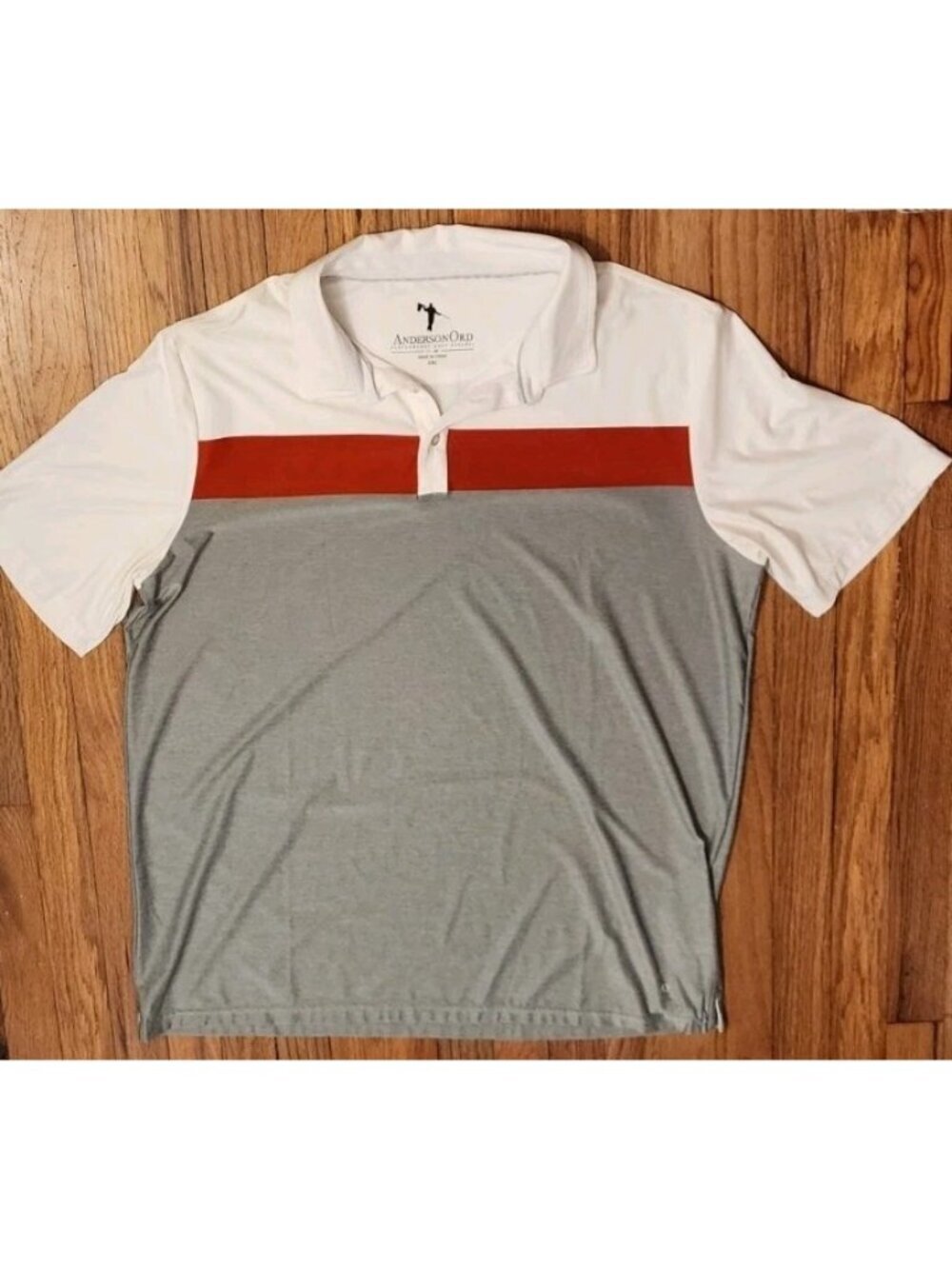 Anderson Ord Golf Polo Shirt XXL 2XL White Red Grey Short Sleeve Stretch